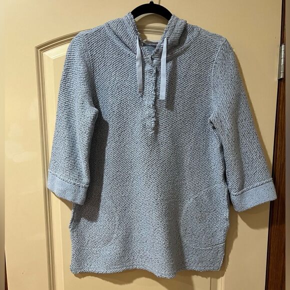 SOFT SURROUNDINGS Cozumel Soft Hooded Pullover Blue Women’s Size Small - Picture 1 of 5